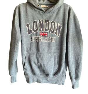 Zone One Navy Blue London England Graphic Print Hoodie Size small